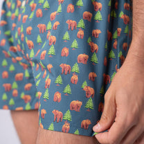 Boxer in cotone biologico con stampa orso bruno