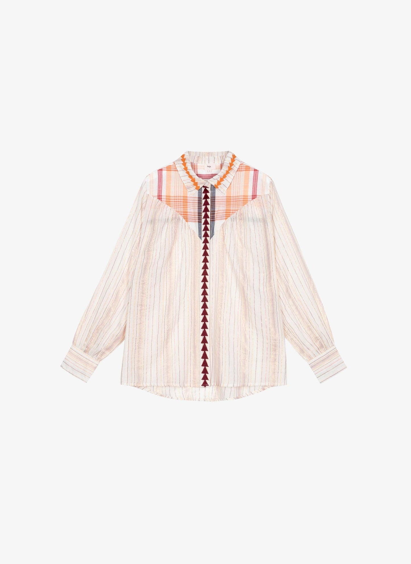 Camicia Sulyvan a righe in voile di cotone con ricami