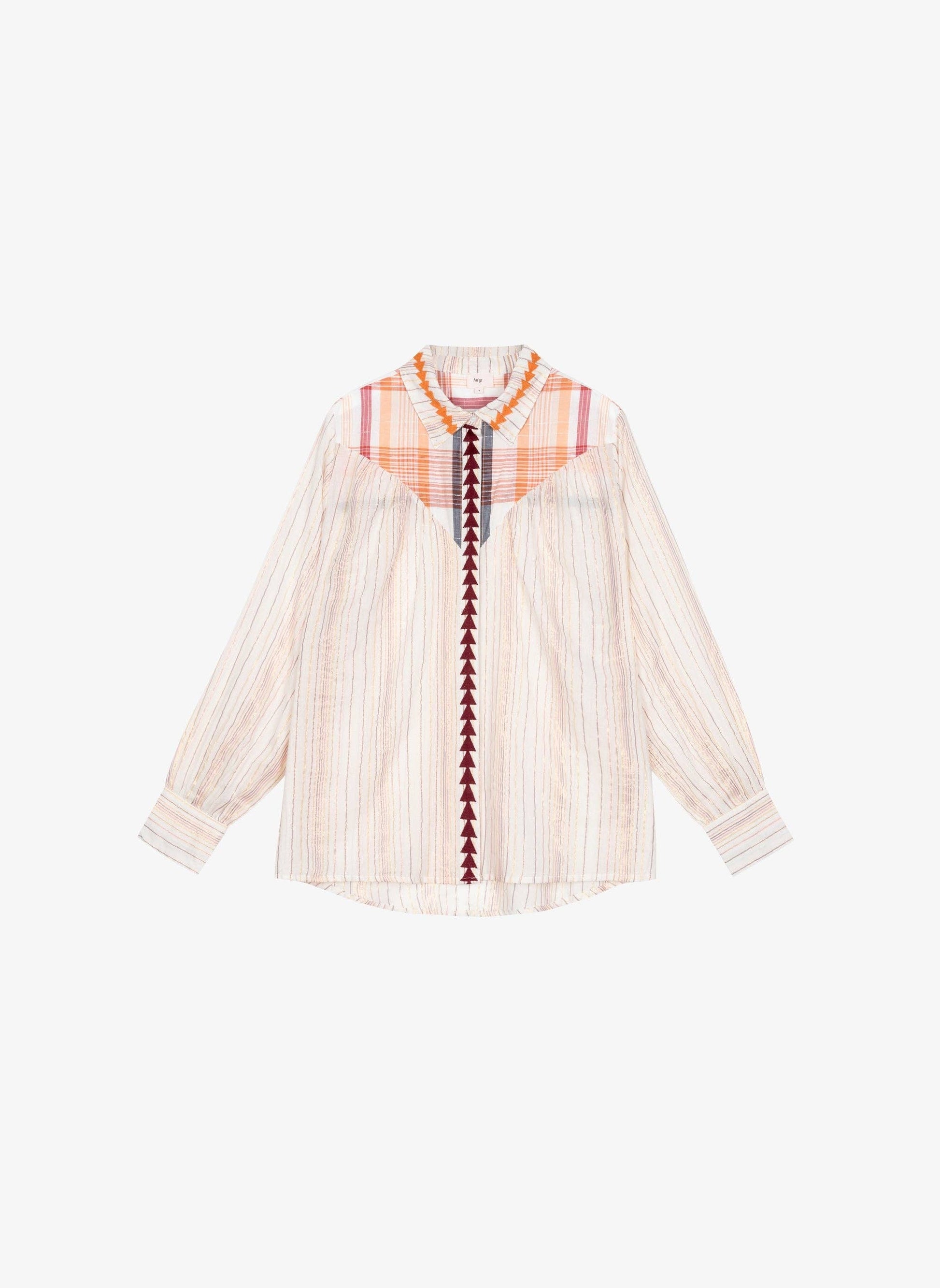 Camicia Sulyvan a righe in voile di cotone con ricami
