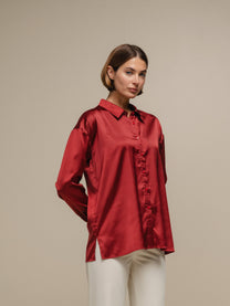 Camicia satinata da donna in poliestere