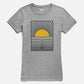 T-shirt donna grigia con stampa onda e sole