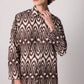 Abito camicia maxi in cotone con stampa ikat