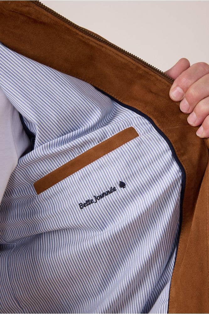 Giacca Mac in pelle scamosciata color caramello