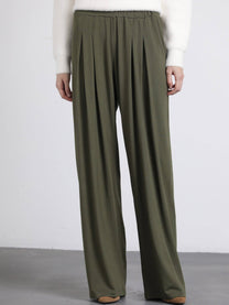Pantaloni palazzo con pinces e vita elastica