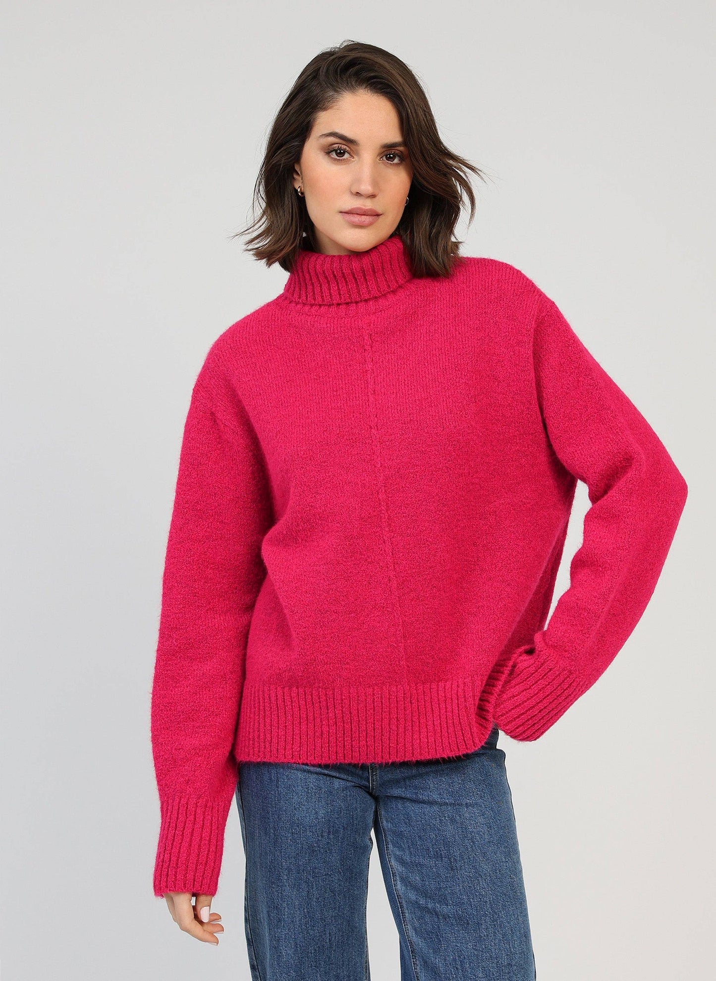 Maglione dolcevita fucsia Lipy