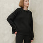 Maglione girocollo a coste con spacchi laterali in misto cashmere