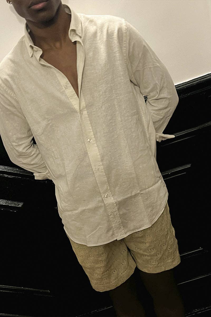 Camicia in lino avorio