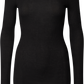 Maglia a manica lunga Lise in cotone biologico a coste nera