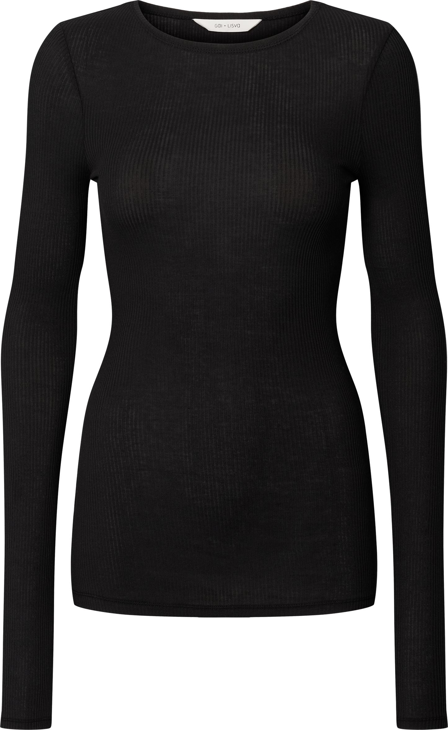 Maglia a manica lunga Lise in cotone biologico a coste nera