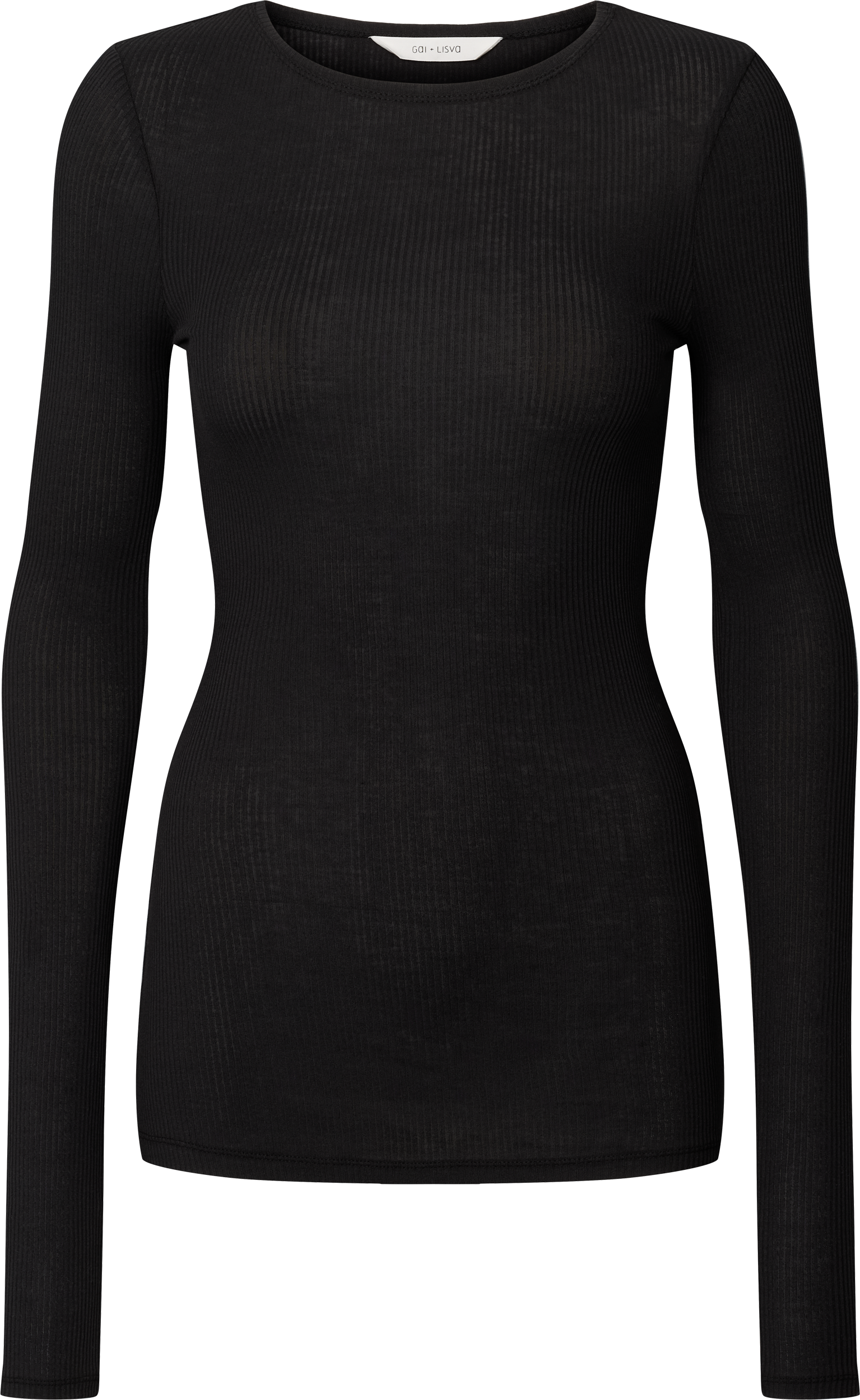 Maglia a manica lunga Lise in cotone biologico a coste nera