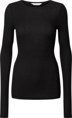 Maglia a manica lunga Lise in cotone biologico a coste nera