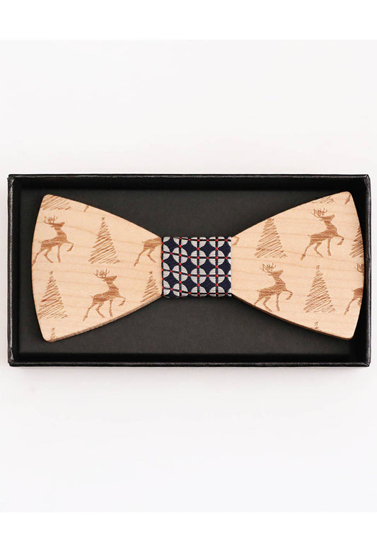 Papillon in legno con fazzoletto da taschino coordinato