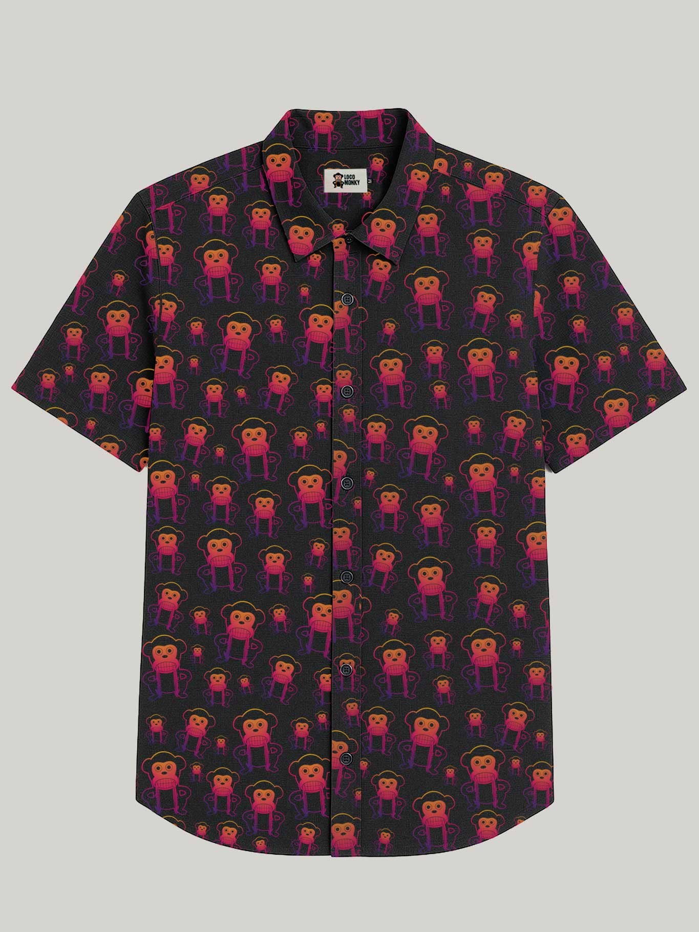 Camicia a maniche corte nera Neon Loco Monky