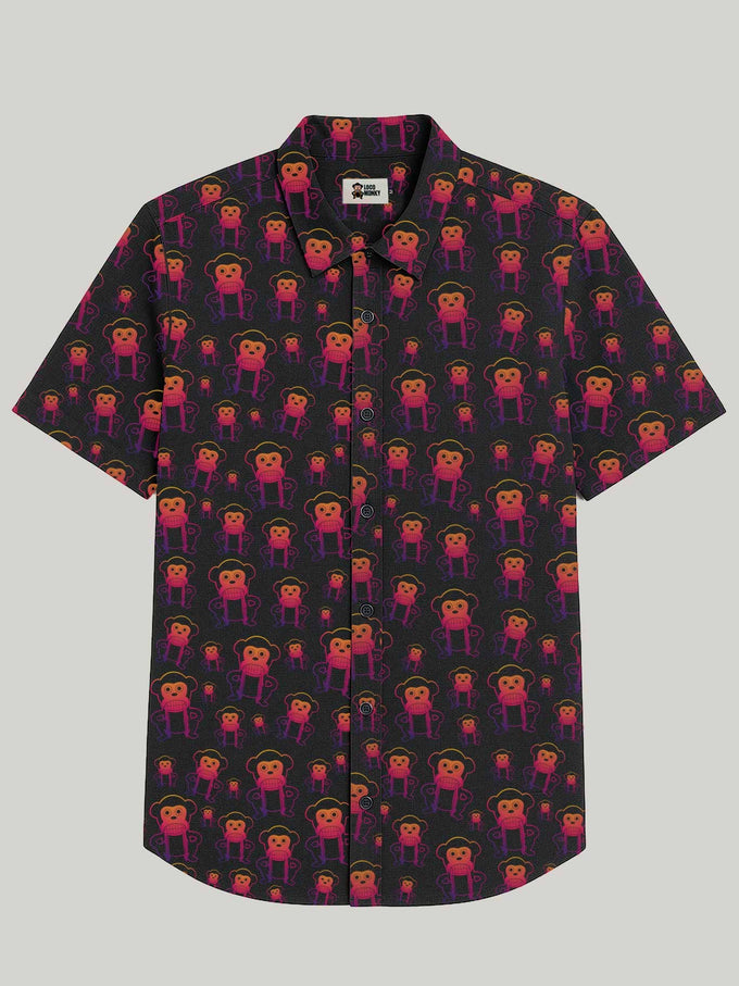 Camicia a maniche corte nera Neon Loco Monky