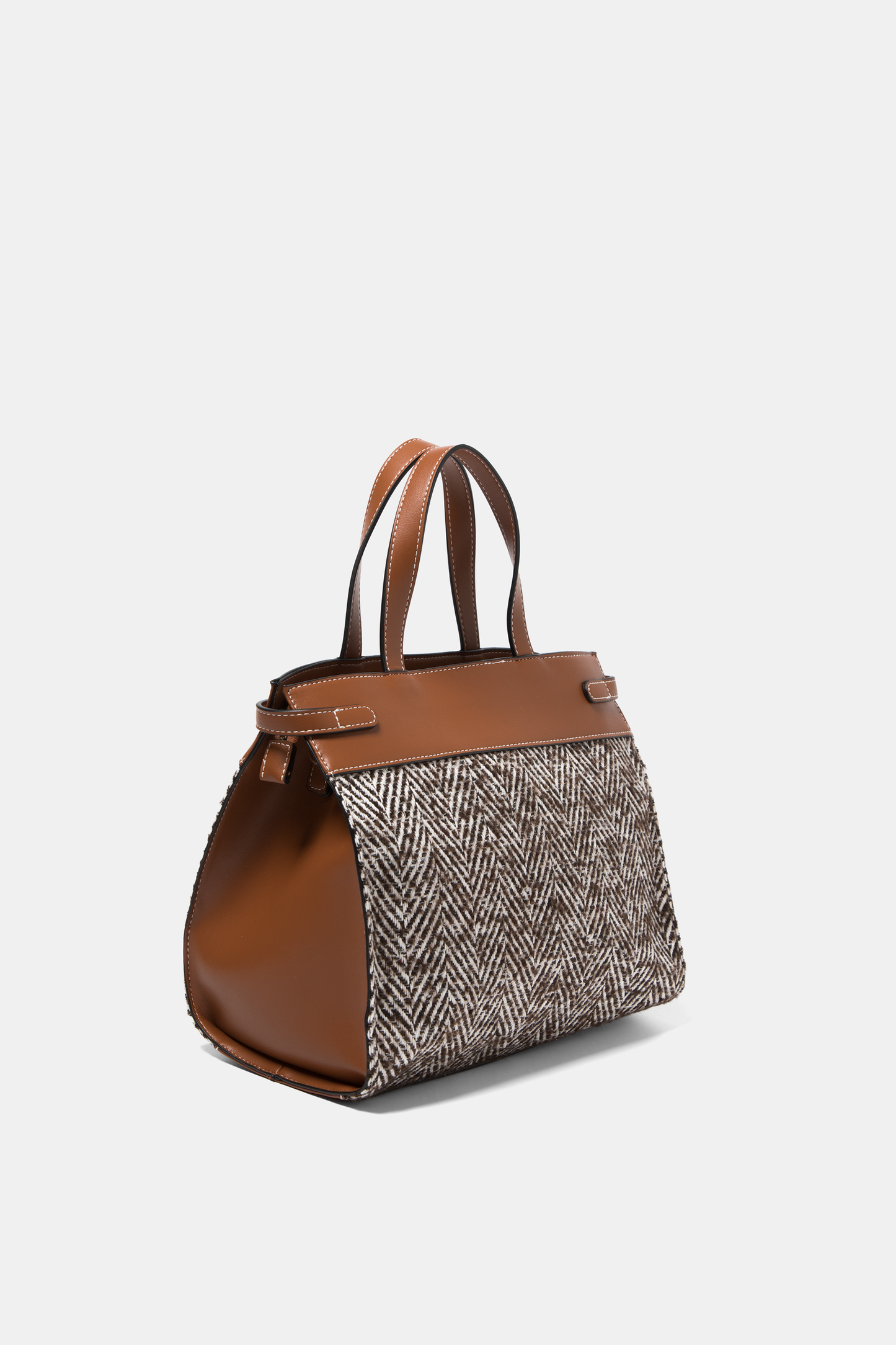 Borsa strutturata in ecopelle con motivo spigato