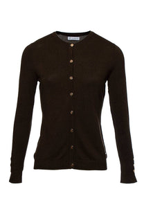 Cardigan girocollo in viscosa con bottoni