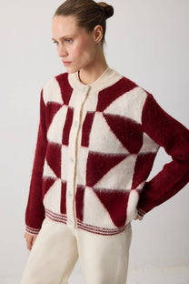 Cardigan in maglia color block