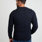 Maglione a trecce blu navy con bandiera