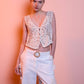 Top donna in cotone 100% effetto crochet