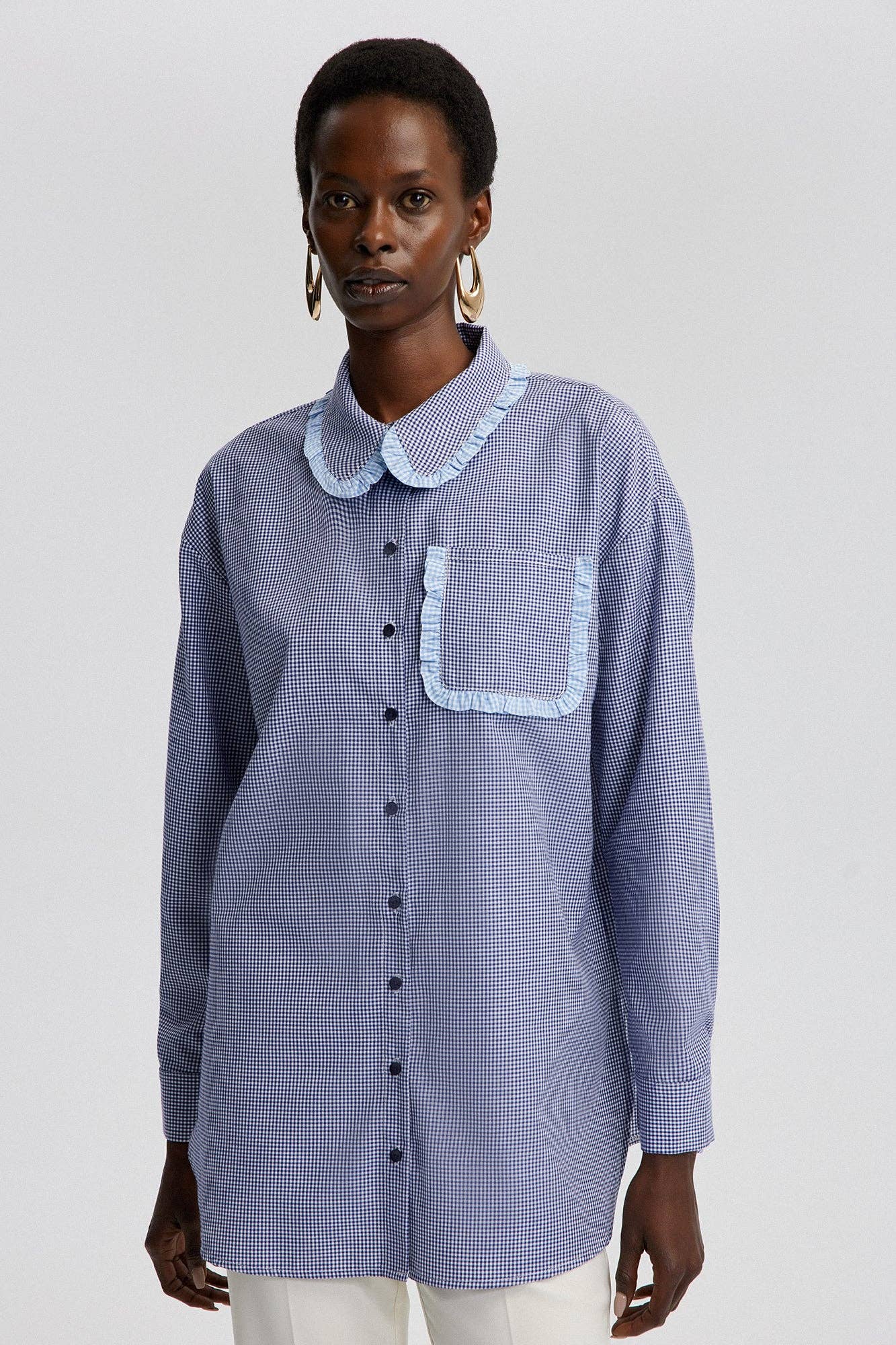 Camicia vichy con volant
