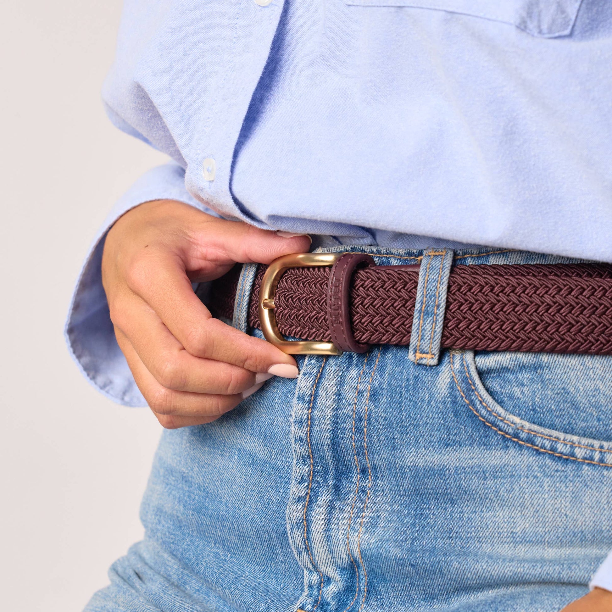 Cintura intrecciata elastica da donna bordeaux