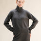 Maglione collo alto con zip in misto cashmere