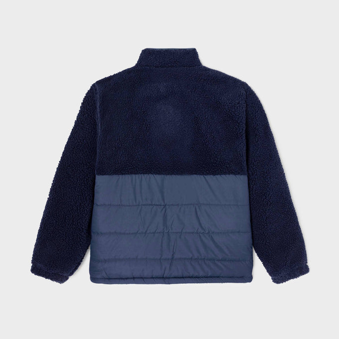 Giacca sherpa bicolore blu navy