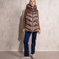Gilet imbottito lungo con cappuccio da donna