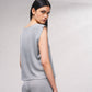 T-shirt in lurex metallizzato con maniche ad aletta