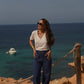 Pantaloni in twill a vita alta con bottoni