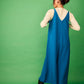 Salopette in viscosa blu da donna