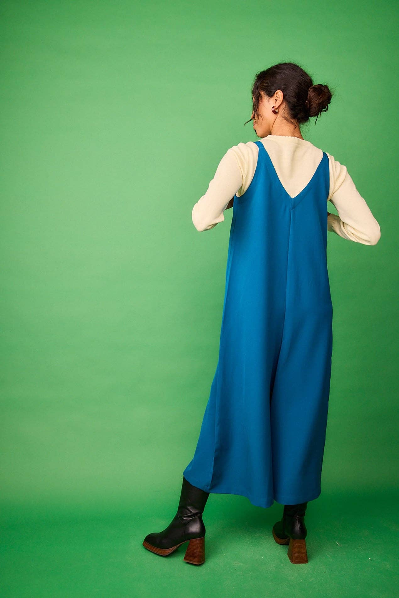Salopette in viscosa blu da donna