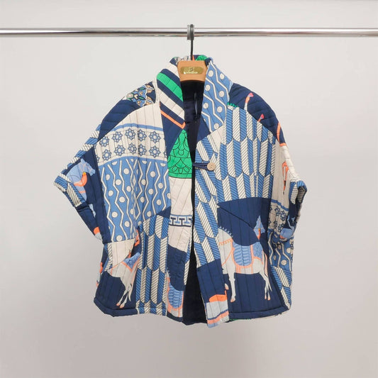 Giacca kimono trapuntata stampata