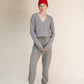 Tuta in misto cashmere con scollo a V