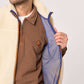 Gilet sherpa unisex con zip avorio e blu