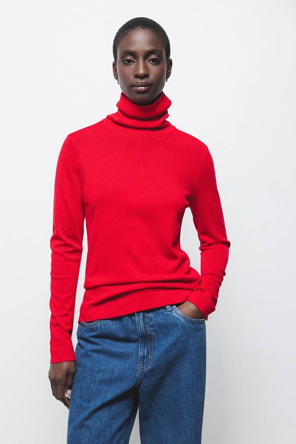 Maglione dolcevita in maglia rasata