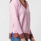 Maglione bicolore a coste con scollo a V