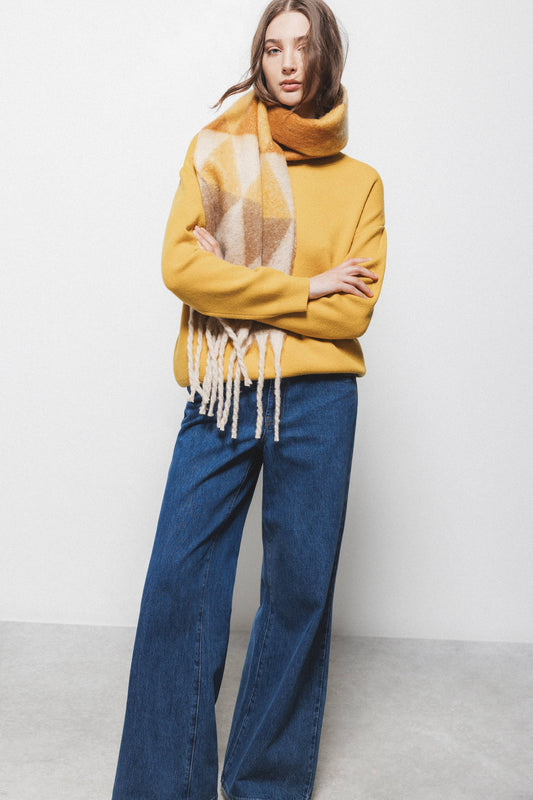 Maglione in maglia con girocollo a costine